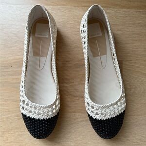 Dolce Vita Woven Cream and Black Loafers